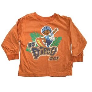 Vintage 2006 Nick Jr‎ Go Diego Go! Long Sleeve T Shirt Orange Kid's Size 3T